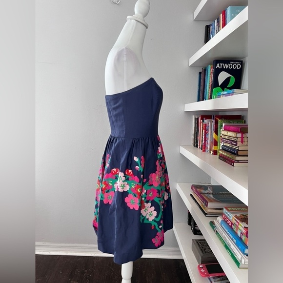 Lilly Pulitzer Lottie Navy Cherry Floral Strapless Dress size 8 - Picture 8 of 13